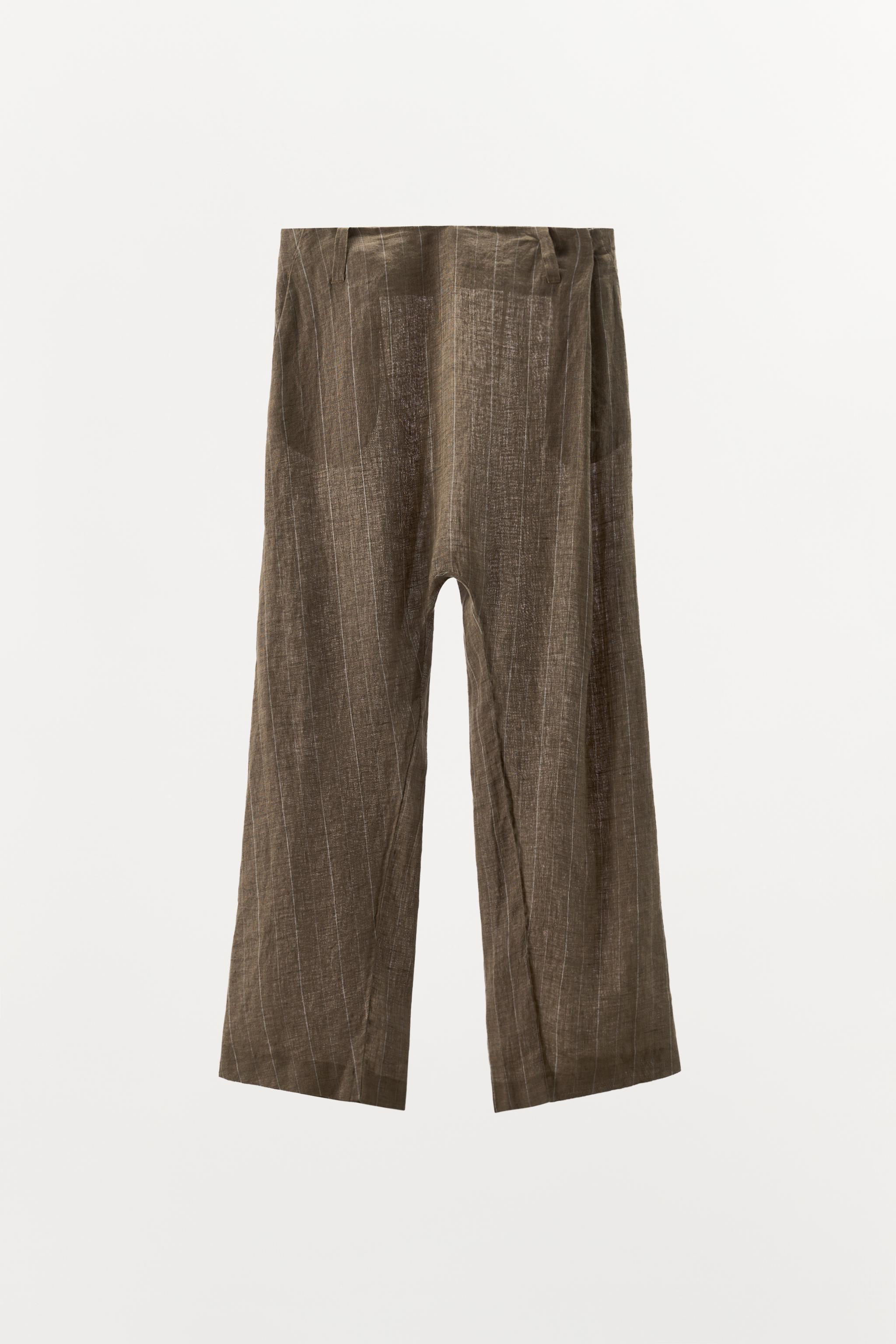 STRIPED LINEN BAGGY PANTS | Zara Canada