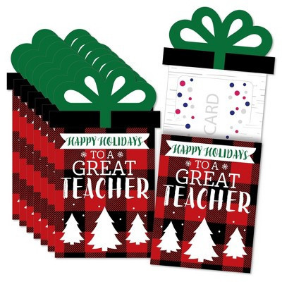 Big Dot of Happiness Plaid Teacher Appreciation- Holiday and Christmas GiftsMoney and Gift Card Sleeves - Nifty Gifty Card Holders - 8 Ct | Target