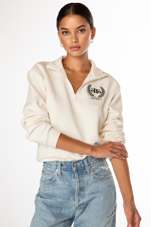 Cream Crest Half Zip | EllandEmm