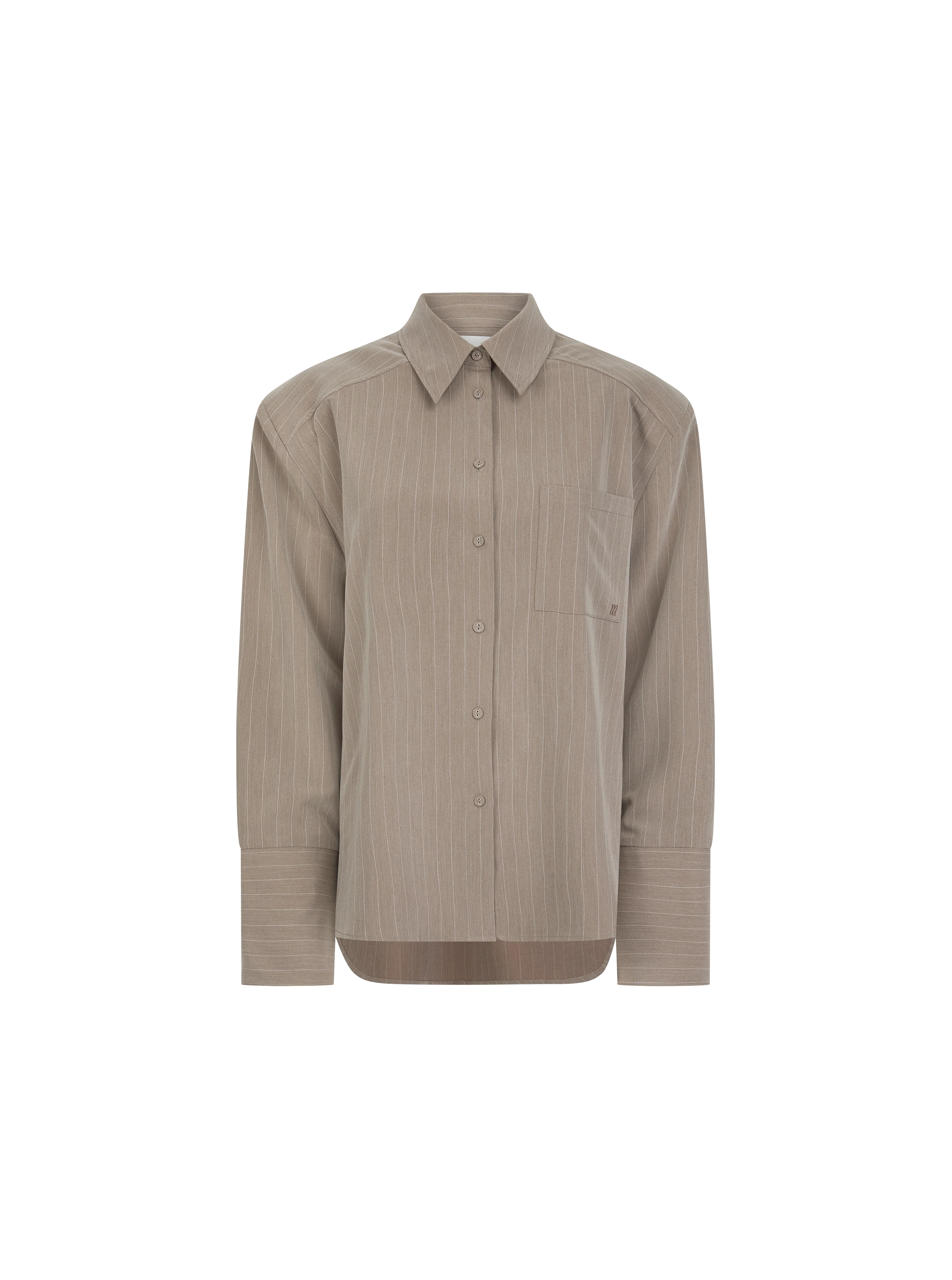 Pinstripe Oversized Shirt - Taupe | Maebe