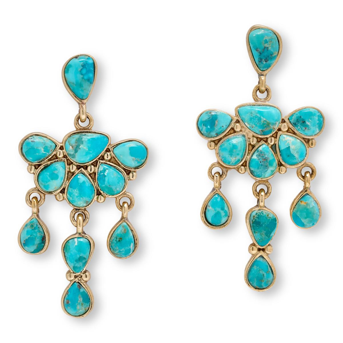 GemHues Bronze Composite Turquoise Western-Style Chandelier Earrings | HSN
