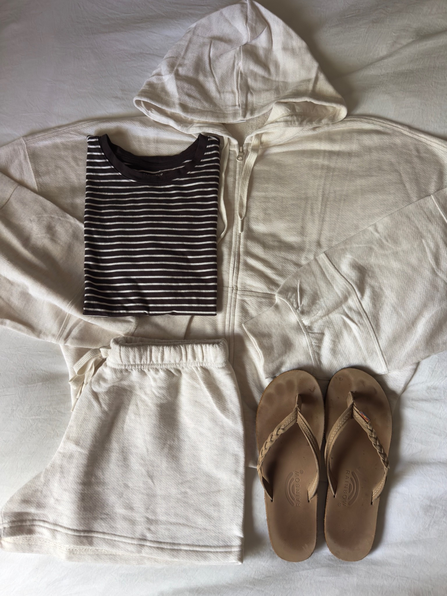 Striped T-shirt + Terry set 🤎

#aerie #oldnavy #rainbowflipflops #comfyset #outfitideas #hoodie #shorts #summer #loungewear

#LTKootd #LTKSeasonal