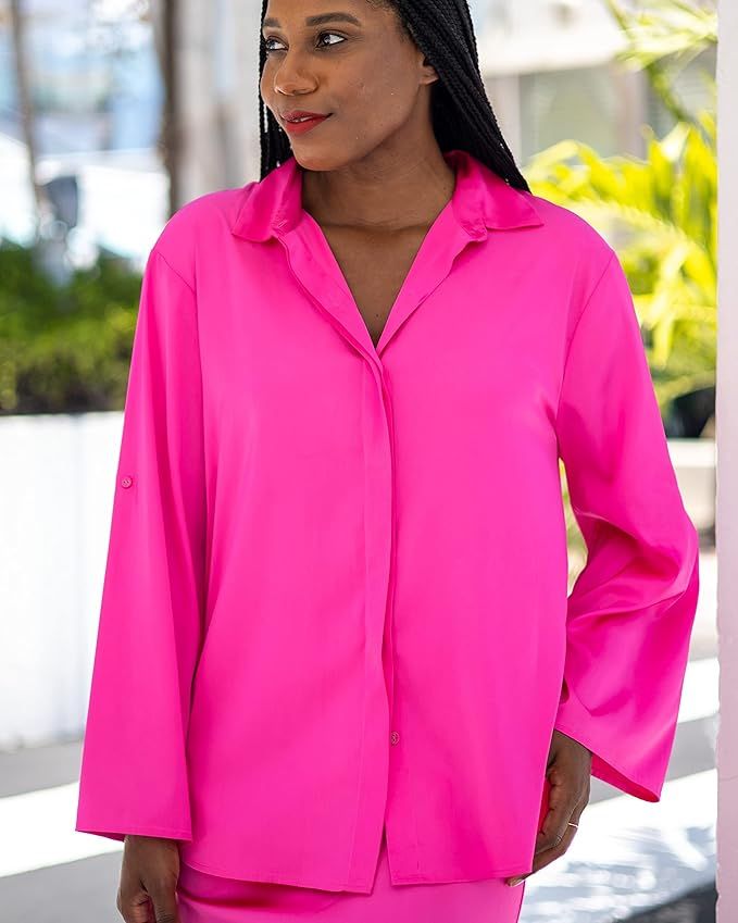 The Drop Women's Standard Hot Pink Long Sleeve Shirt by @Monroesteele | Amazon (US)