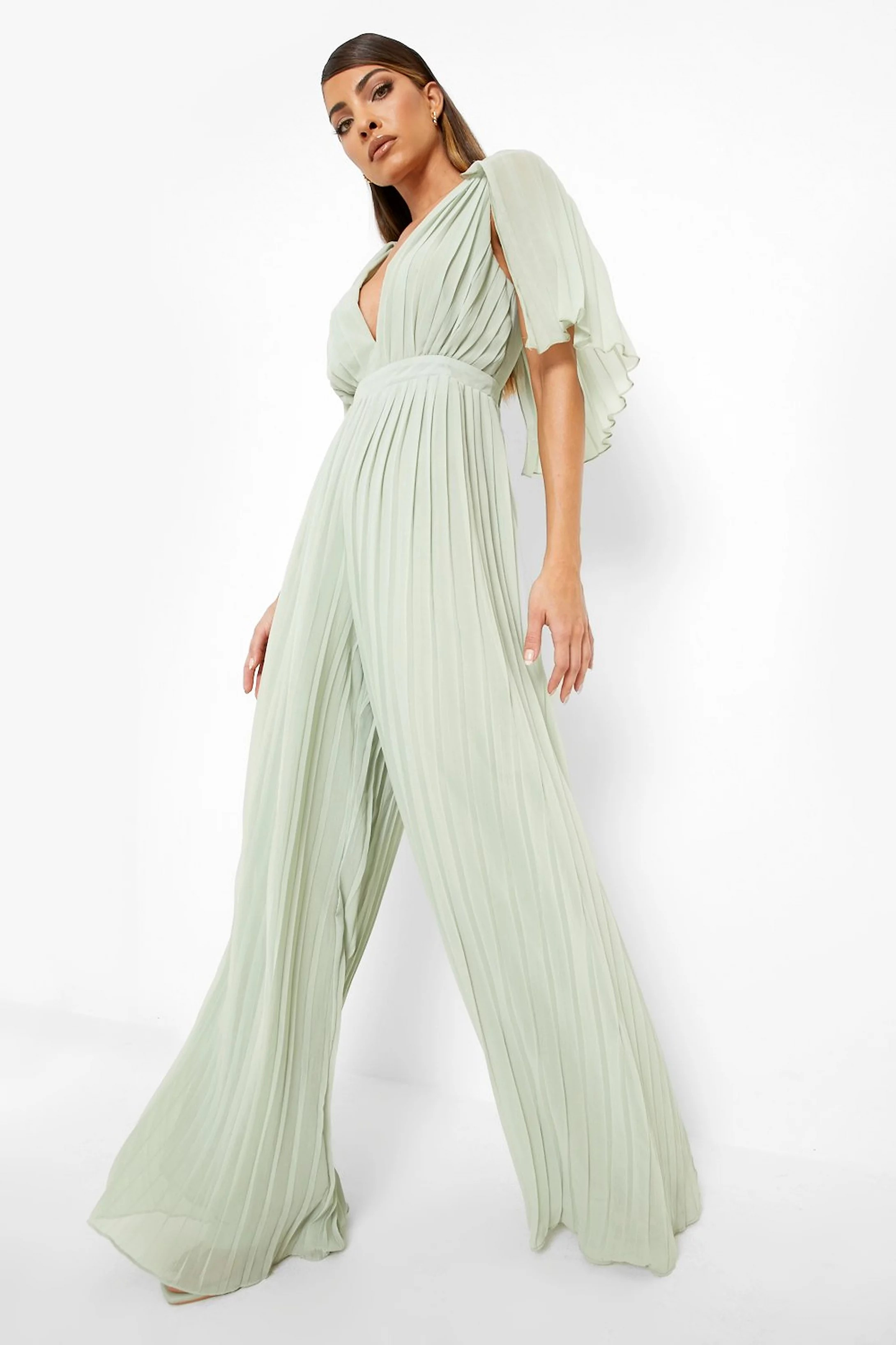 Pleated Cape Detail Bridesmaid Jumpsuit | Boohoo.com (US & CA)