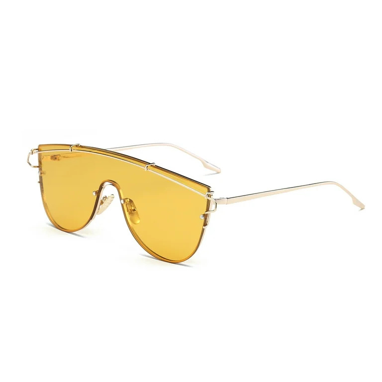 Yellow Lens Metal Frame Sunglasses - UV Protection Bright Outdoor & Casual Eyewear | Walmart (US)