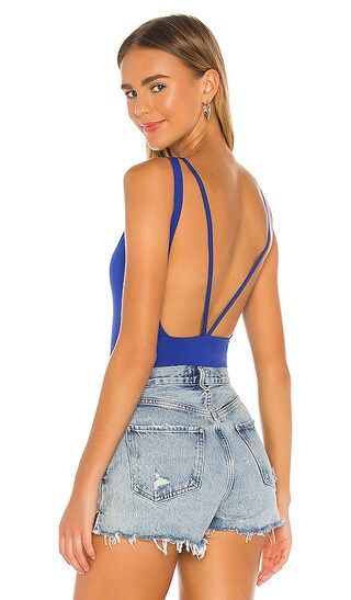 Megan Strappy Bodysuit in Blue | Revolve Clothing (Global)