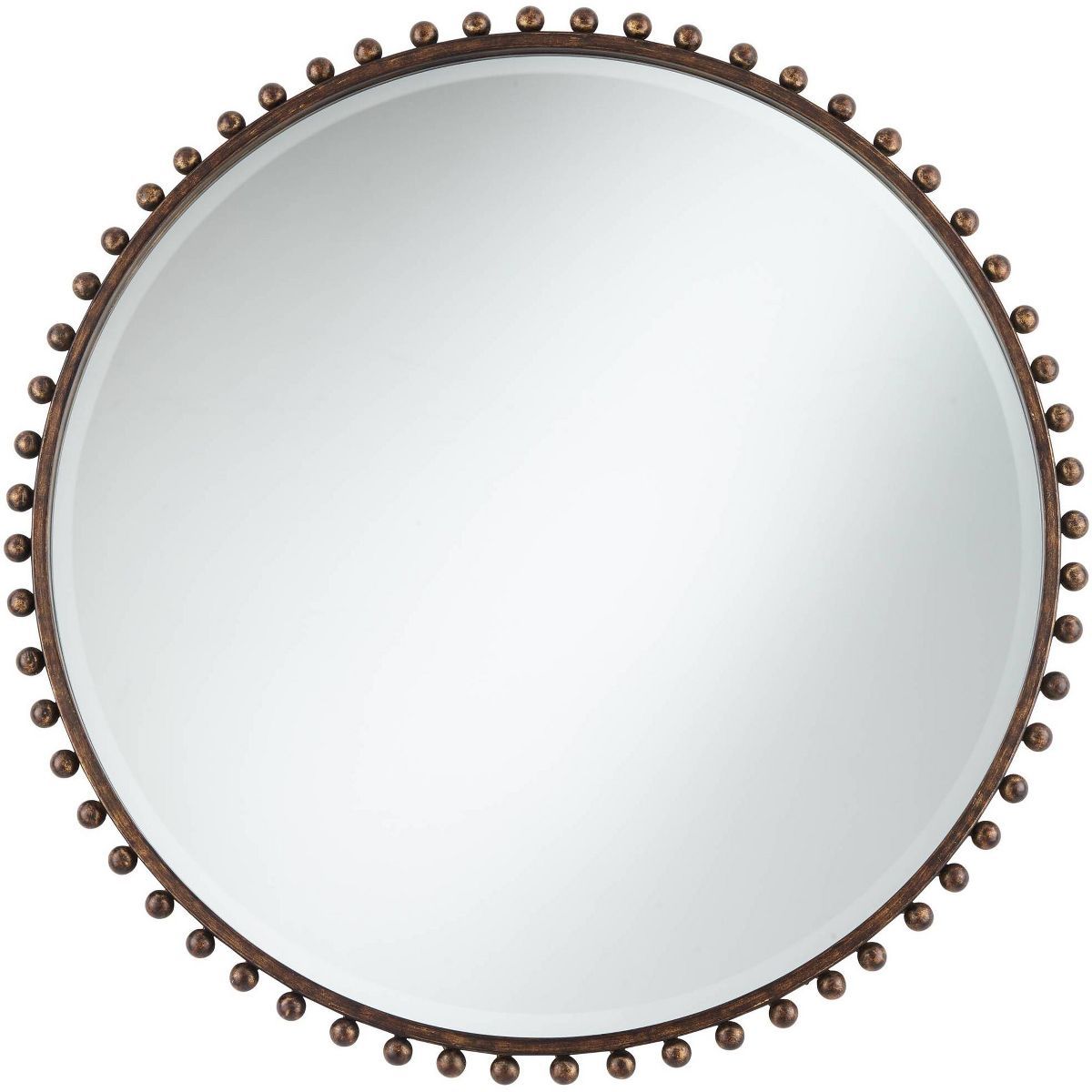 Uttermost Round Vanity Decorative Wall Mirror Rustic Beveled Glass Dark Bronze Beaded Iron Frame ... | Target
