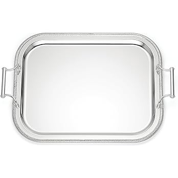 Reed & Barton Rectangle Silverplate Tray with Handles, 1 Count, Metallic | Amazon (US)