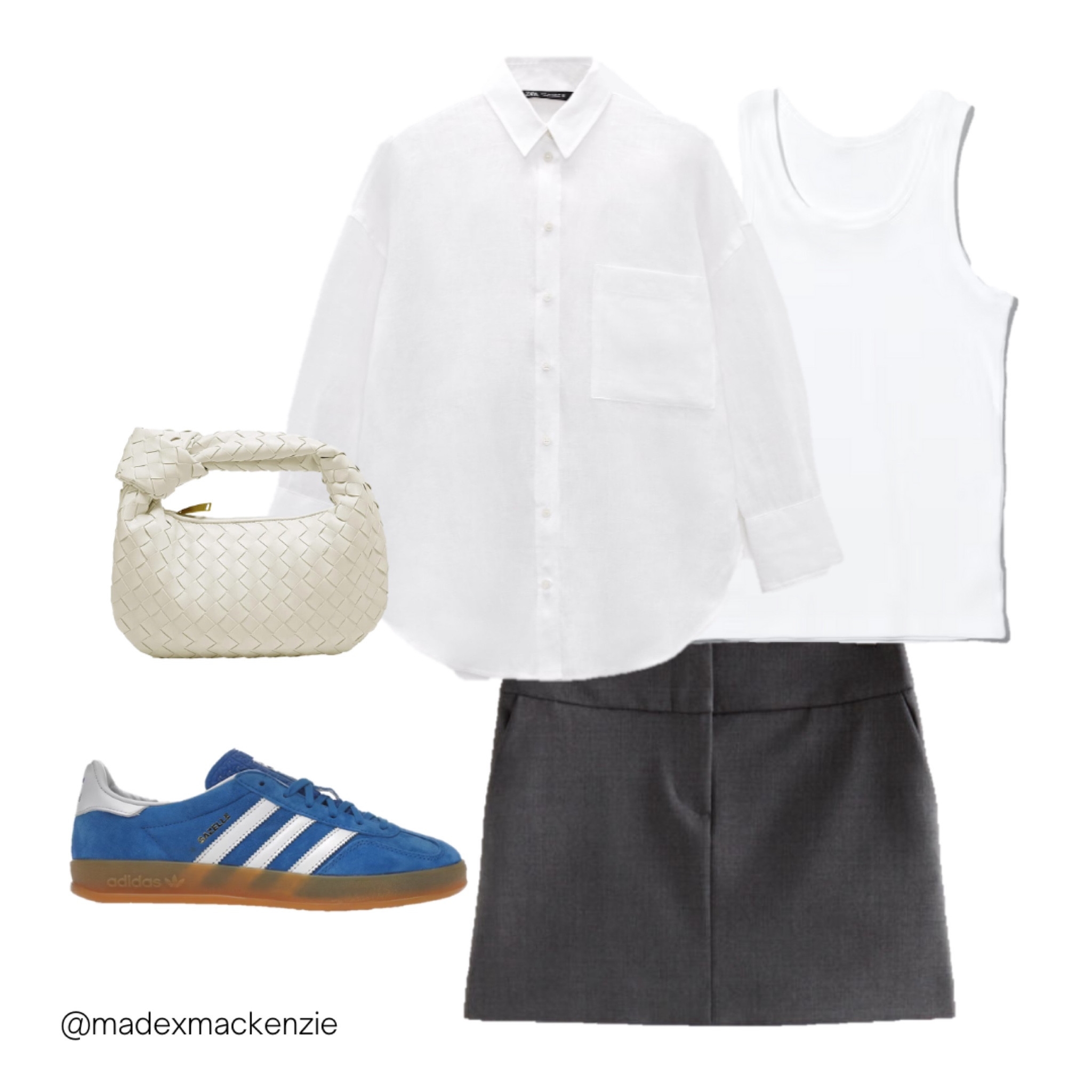 I’m blue 💙 xx

Adidas Gazelle Blue Bird, oversized poplin boyfriend shirt, white ribbed tank top, gray fitted mini skirt, woven handbag 

#LTKunder100 #LTKshoecrush #LTKSeasonal