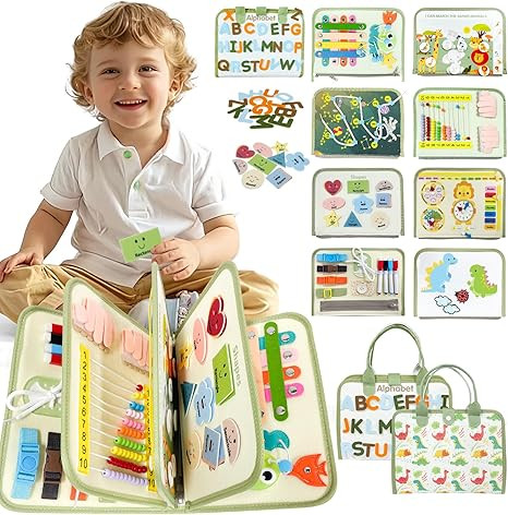 Toddler Busy Board for 1 2 3 4 Year Old - Montessori Busy Book Travel Toys Sensory Board Educatio... | Amazon (US)