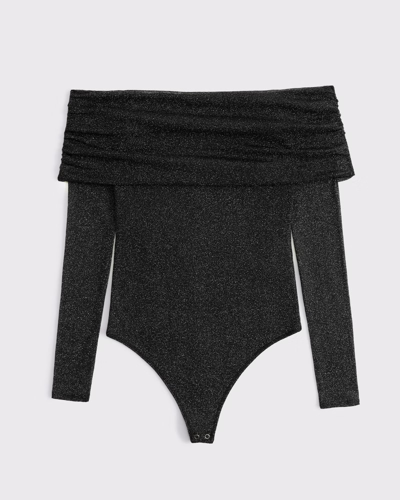 Long-Sleeve Off-The-Shoulder Mesh Bodysuit | Abercrombie & Fitch (US)