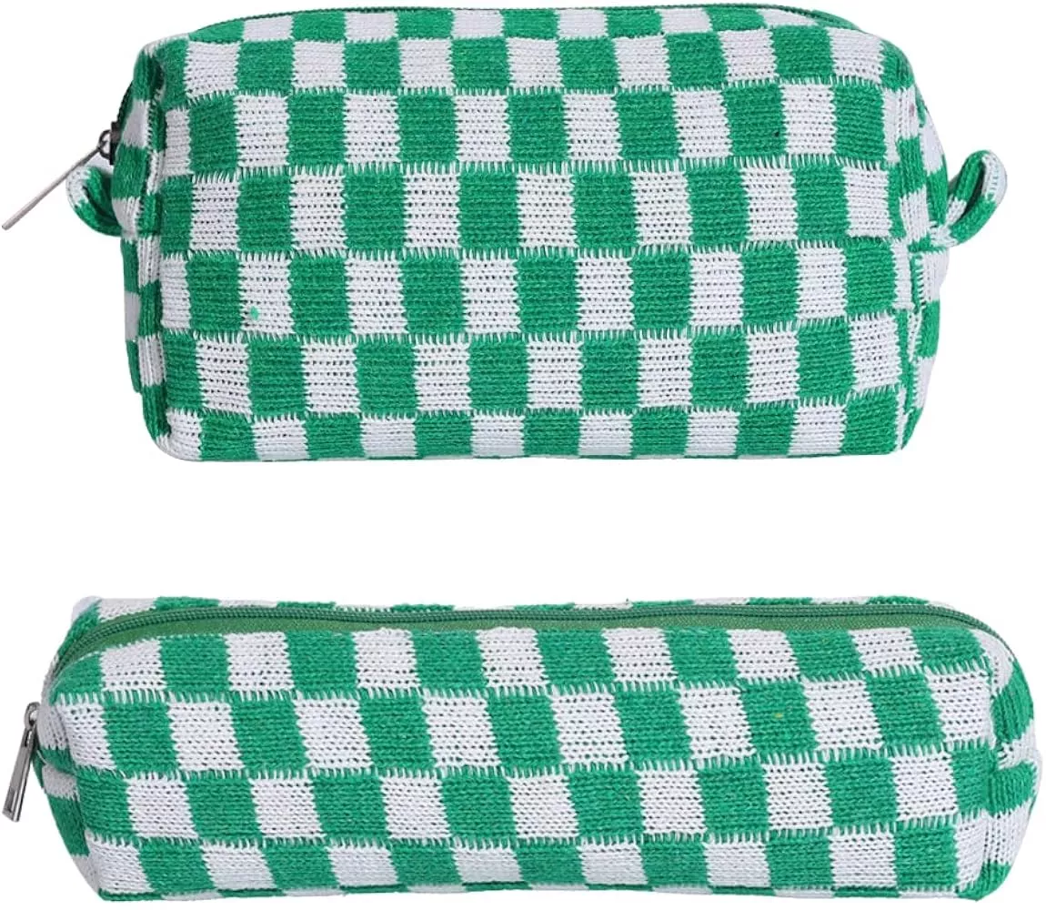  SOIDRAM 2 Pieces Makeup Bag Large Checkered Cosmetic