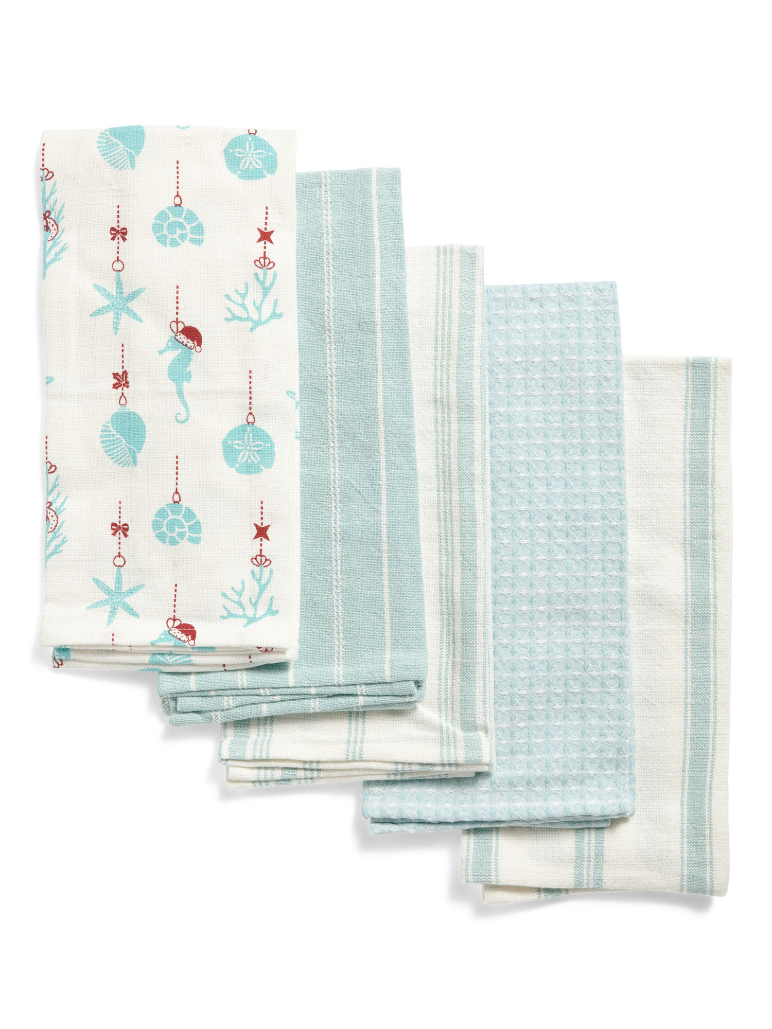 Set Of 5 Coastal Ornament Kitchen Towels | Global Home | Marshalls | Marshalls