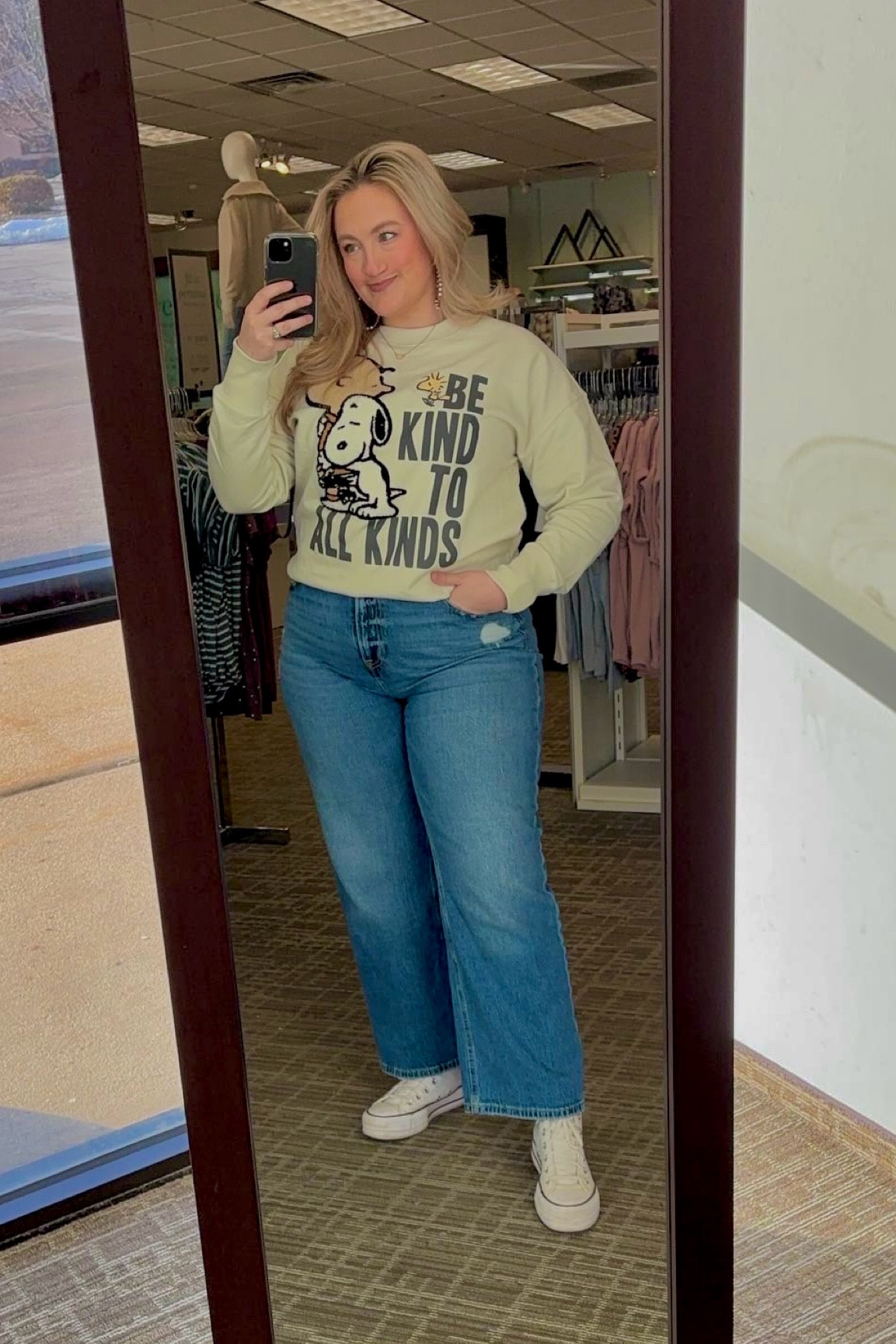 Workday vibes, but make it cute and comfy 🩵✨ Loving this new arrival sweatshirt featuring Snoopy, Charlie Brown, and Woodstock—reminding us to Be Kind to All Kinds. 💛 Perfect for casual cozy days or running errands!

⚡️PSA: These are going fast, so snag yours before they’re gone! #BeKindToAllKinds #WorkdayOOTD #CasualAndCute

#LTKFindsUnder50 #LTKMidsize #LTKGiftGuide