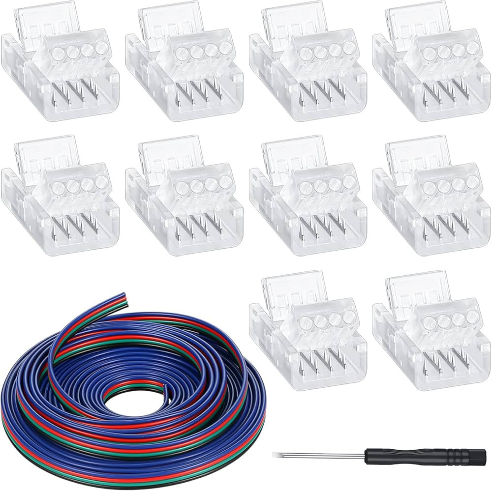 Zhengmy 10 Pack Solderless LED Strip Light Connectors 10 mm, Track Lighting Connectors for Waterp... | Amazon (US)