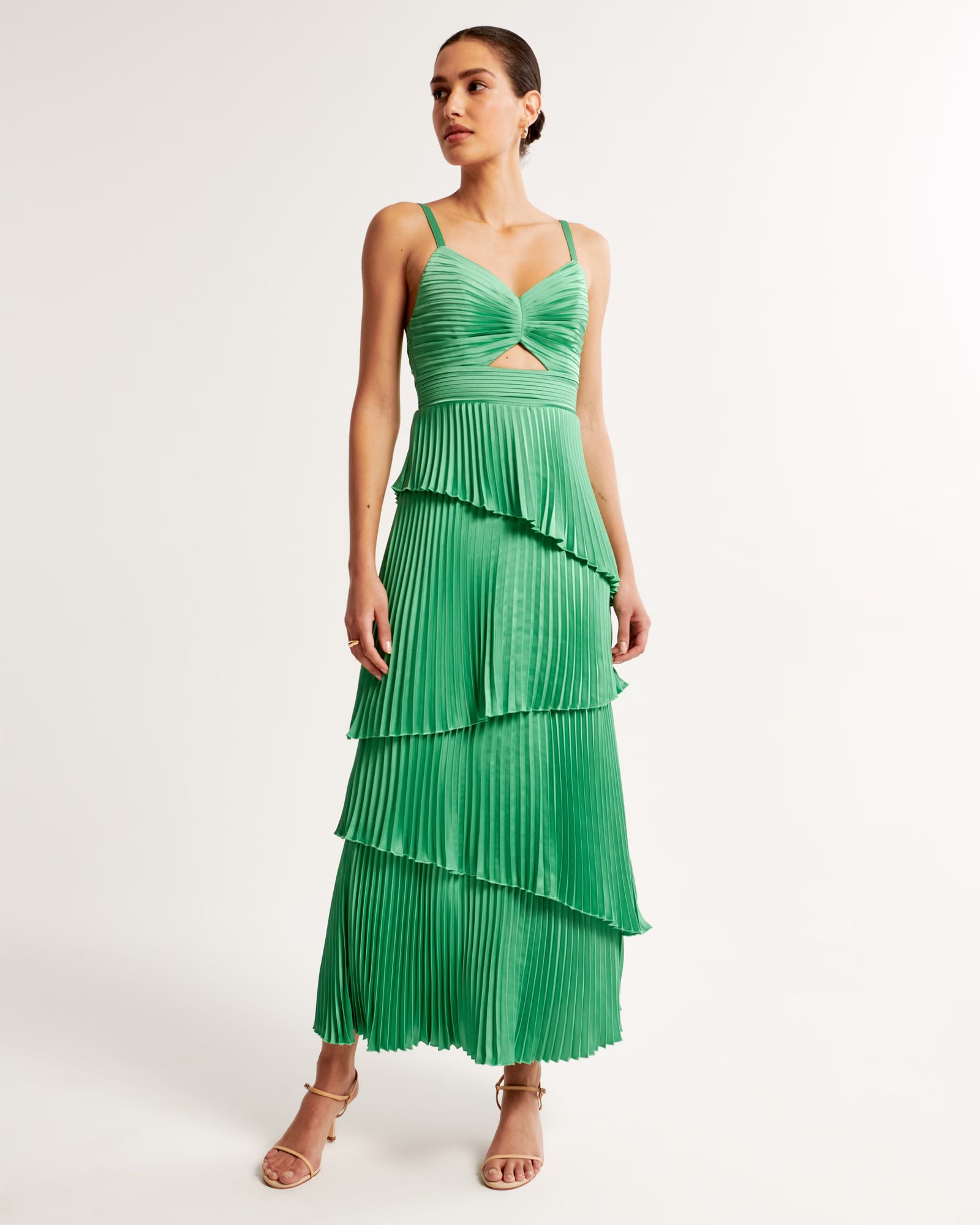 Women's The A&F Giselle Pleated Tiered Maxi Dress | Women's Dresses & Jumpsuits | Abercrombie.com | Abercrombie & Fitch (US)