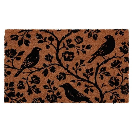 My Texas House Natural and Black Floral Bird Outdoor Coir Doormat, 18" x 30" | Walmart (US)