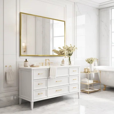 Rectangle Aluminum Framed Wall-mounted Vanity Mirrors,brushed Gold | Wayfair North America