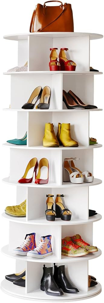 SpaceAid Cross Style 7-Tier Rotating Shoe Organizer, Spinning Shoe Rack Tower, 360 Display Lazy S... | Amazon (US)