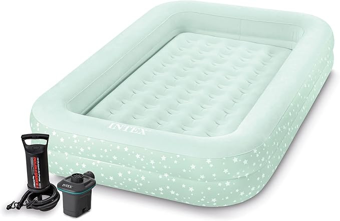 Intex Kids Travel Air Mattress Inflatable Bed Set with Raised Sides and 120V Electric Quick Fill ... | Amazon (US)
