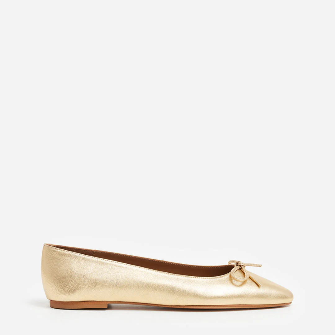 Bodil Leather Gold Ballet Flats | Flattered