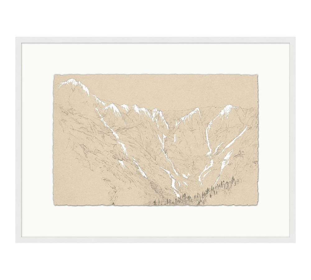 White Charcoal Snow Tops Framed Print | Pottery Barn (US)