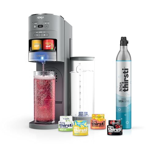 Ninja Thirsti Drink System, Soda Maker, Create Unique Sparkling & Still Drinks, Personalize Size & Flavor, Carbonated Water Machine, 60L CO2 Cylinder & Variety of Flavored Water Drops, Gray WC999AMZ | Amazon (US)