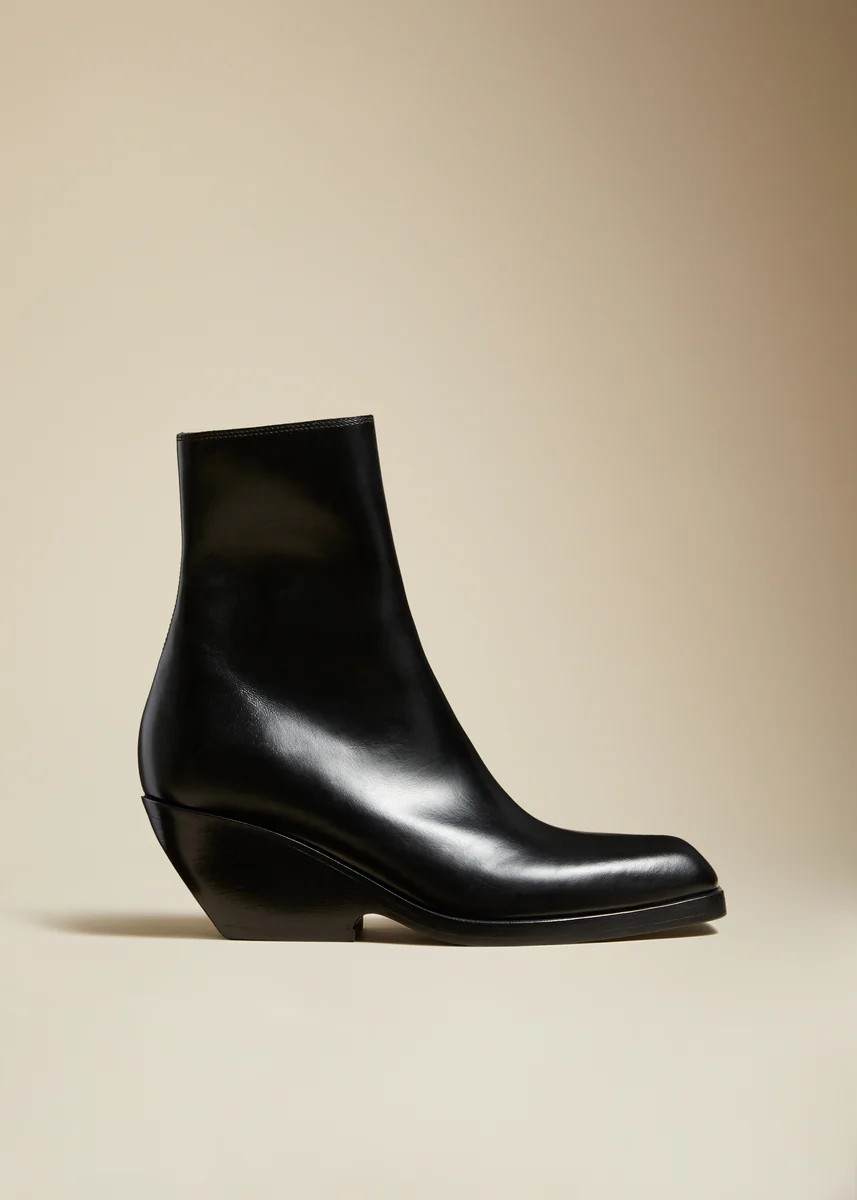 The Hooper Ankle Boot in Black Leather | Khaite