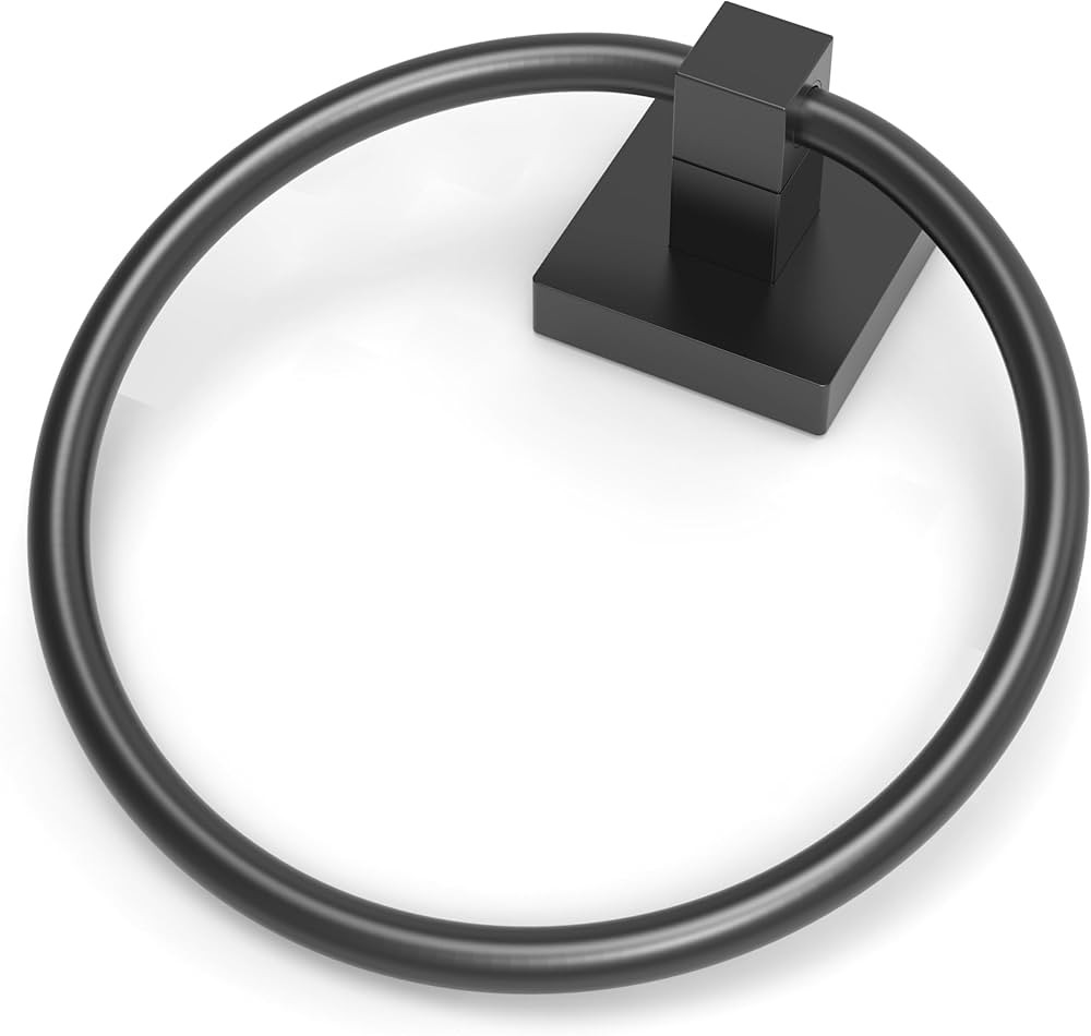 Ruacq Matte Black Towel Ring Square Base Towel Holder Hand Towel Hanger Stainless Steel Modern Wa... | Amazon (US)