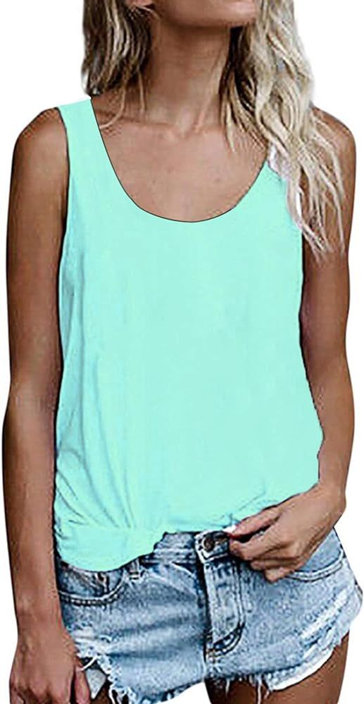 OMSJ Women Shirts Sleeveless Summer Tunic Loose Fit Tank Tops | Amazon (US)