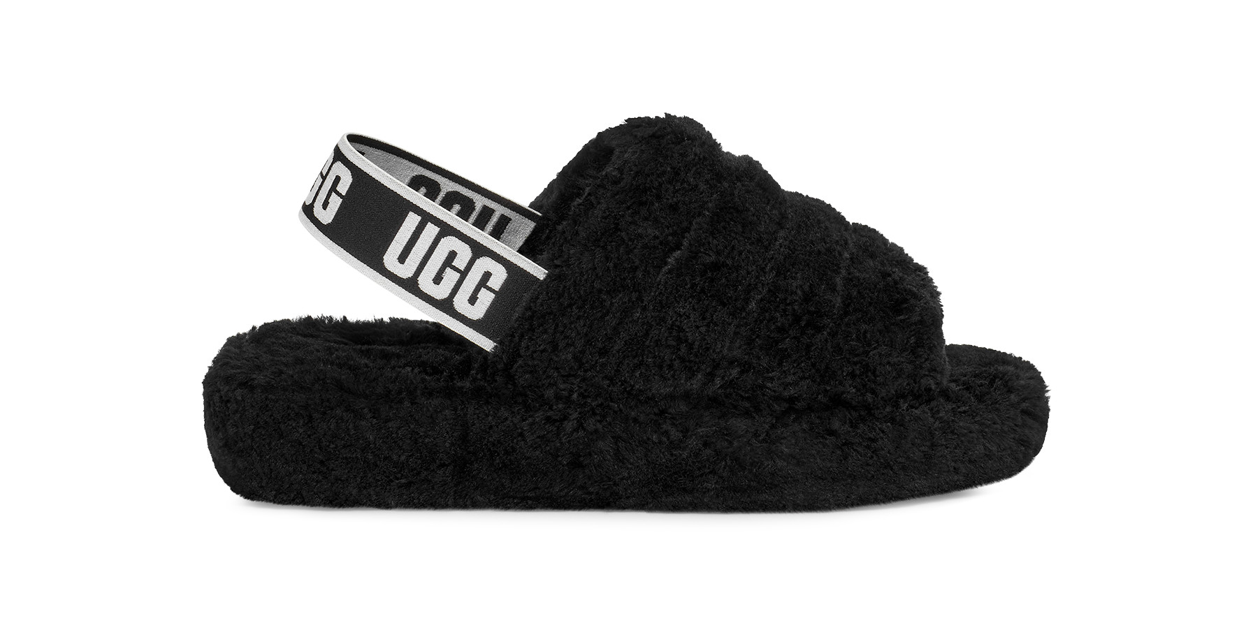 UGG Women's Fluff Yeah Fuzz Sugar Tencel Slippers in Black, Size 10 | UGG (US)