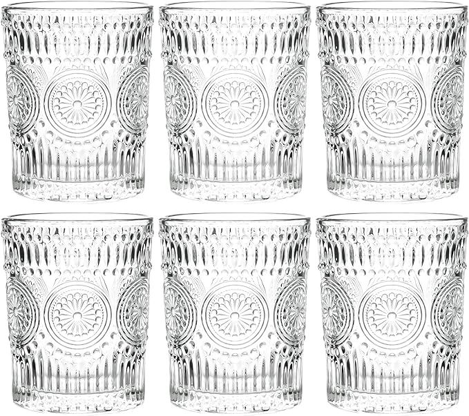 CZUMJJ 10 oz Romantic Water Glasses 6 Pack Premium Drinking Glasses Tumblers Vintage Glassware Se... | Amazon (US)
