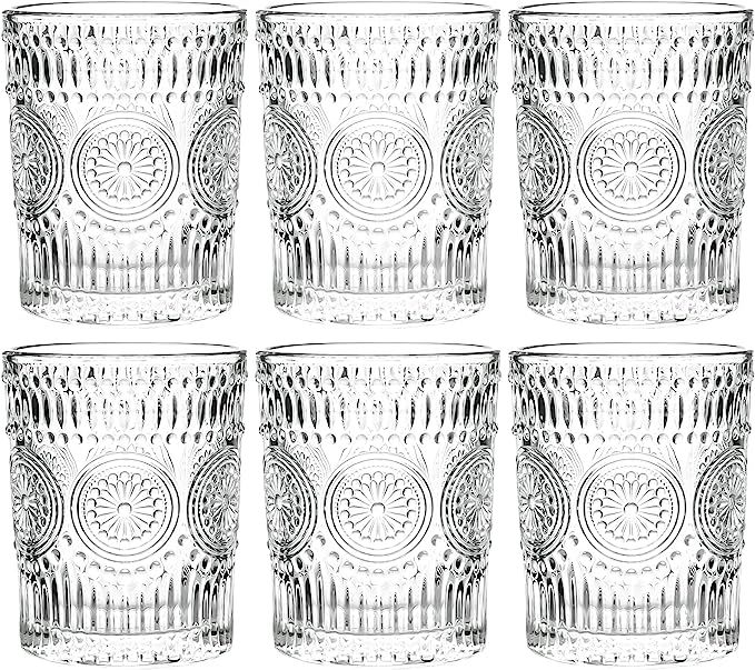 CZUMJJ 10 oz Romantic Water Glasses 6 Pack Premium Drinking Glasses Tumblers Vintage Glassware Se... | Amazon (US)