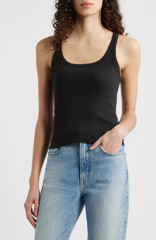 rag & bone The Essential Rib Tank in Black at Nordstrom, Size Large | Nordstrom