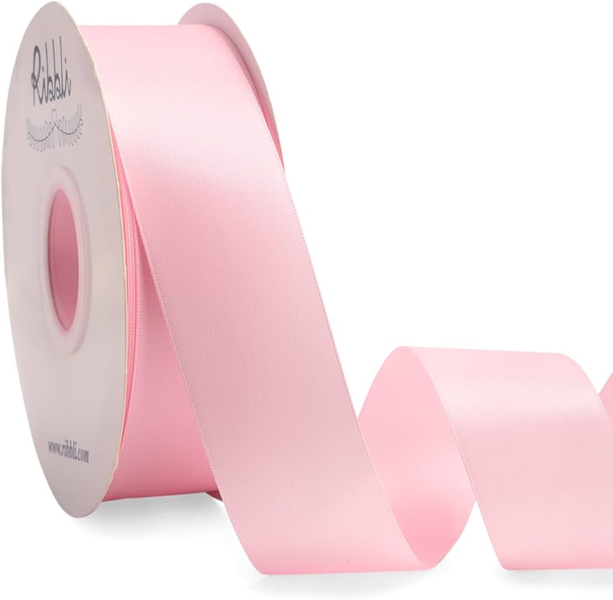 Ribbli Light Pink Satin Ribbon Double Faced Satin 1-1/2 Inch x Continuous 50 Yards-Baby Pink Ribb... | Amazon (US)