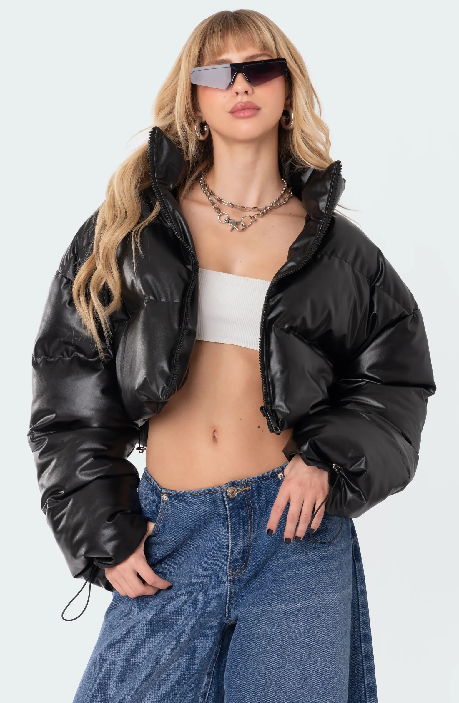EDIKTED Dusk Crop Faux Leather Puffer Jacket | Nordstrom | Nordstrom