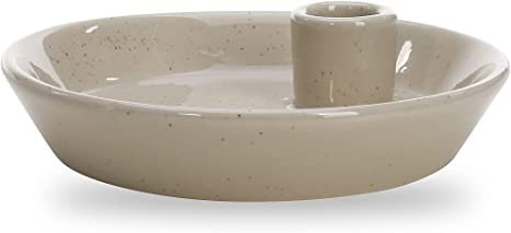 DN DECONATION Taper Candle Holder, Griege Candlestick Holder, Small Ceramic Candle Holder for Fal... | Amazon (US)