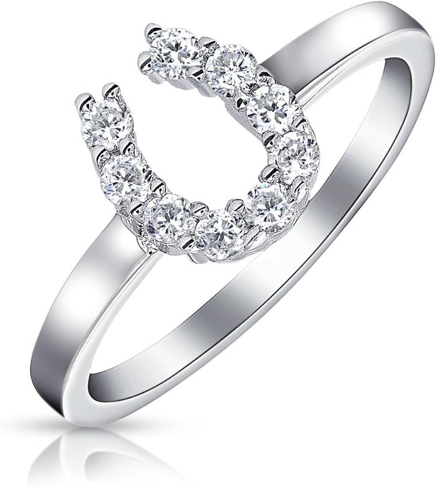 Good Luck Cubic Zirconia Pave CZ Equine Equestrian Good Luck Horseshoe Ring Western Jewelry For W... | Amazon (US)