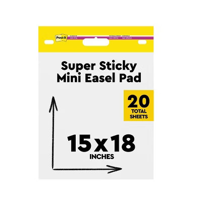 Post-it® Super Sticky Mini Easel Pad, 15 x 18 Inches, 20 Sheets/Pad, 1 Pad, White Premium Self Stick Flip Chart Paper: Large Sticky Pad | Target