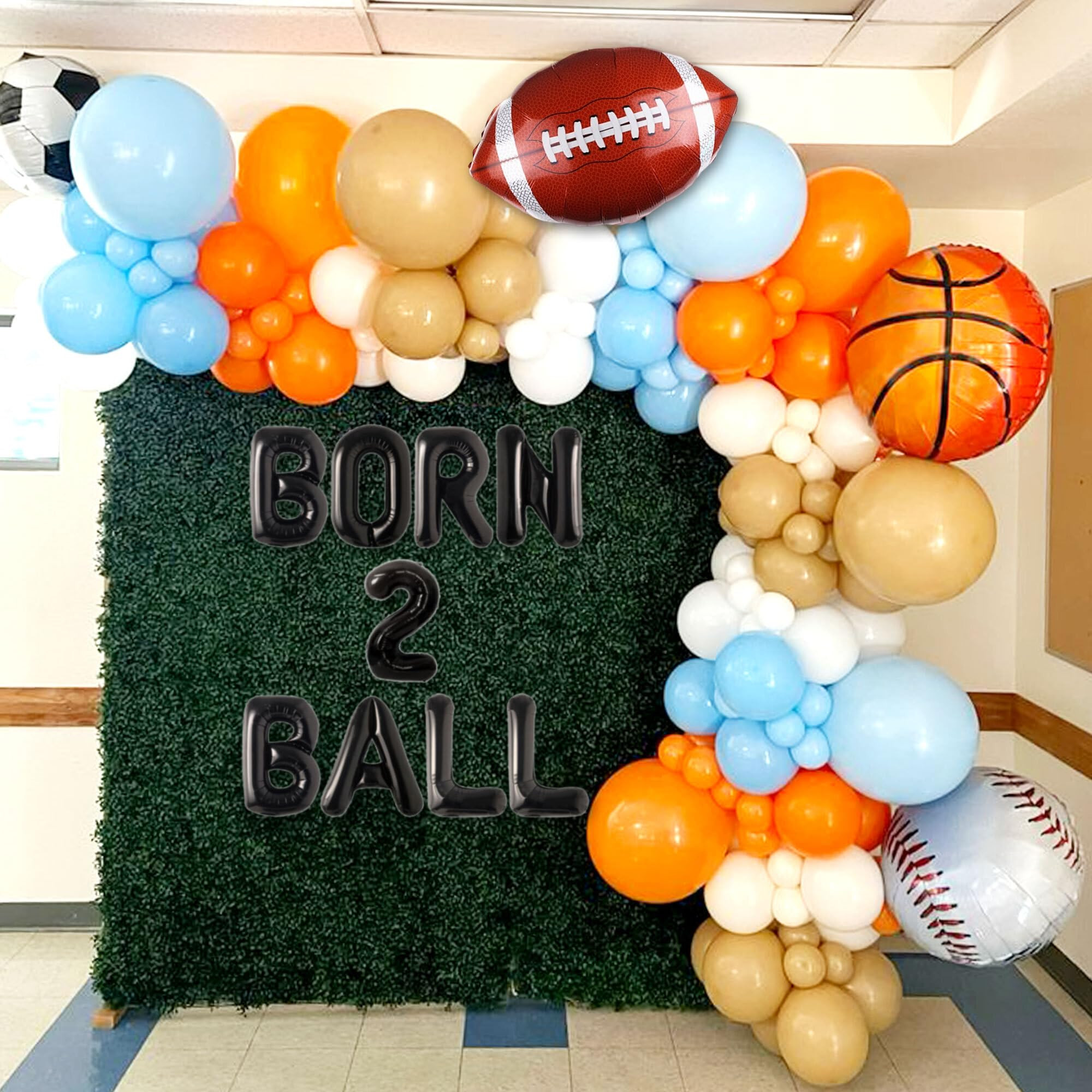 Born 2 Ball Balloon Banner Baseball Basketball Football Soccer Balloons for Sports 2nd Birthday P... | Amazon (US)