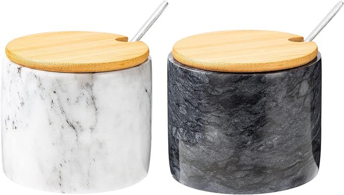 NHKRTE Marble Salt Cellar Set, 2 PCS 11oz Salt and Pepper bowls, Handcrafted from Natural Marble,... | Amazon (US)