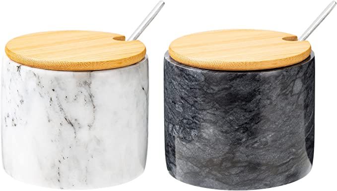 NHKRTE Marble Salt Cellar Set, 2 PCS 11oz Salt and Pepper bowls, Handcrafted from Natural Marble,... | Amazon (US)