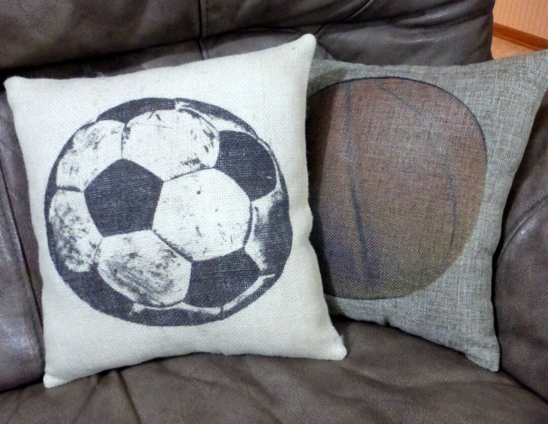 Burlap Soccer Pillow, sports pillows, Boys room decor | Etsy (US)