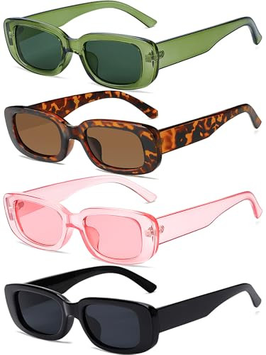 Tskestvy 4 Pieces Retro Vintage Sunglasses Small Square Rectangle 90s Glasses Trendy Y2K for Wome... | Amazon (US)