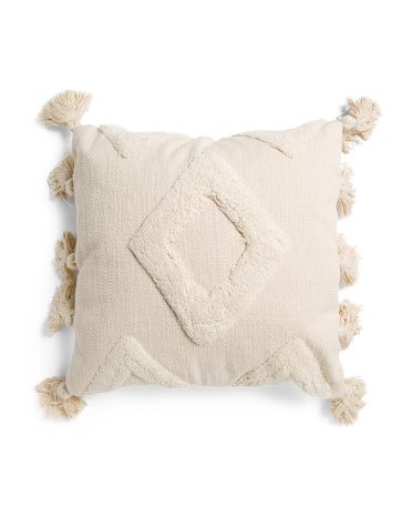 20x20 Diamond Textured Pillow With Tassels | Marshalls