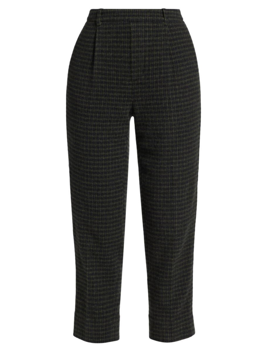 Vince Plaid Wool-Blend Straight Crop Trousers | Saks Fifth Avenue
