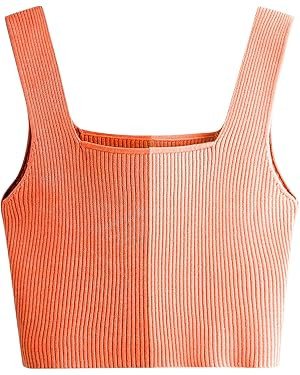Verdusa Women's Square Neck Sleeveless Solid Ribbed Knit Crop Top Tank | Amazon (US)