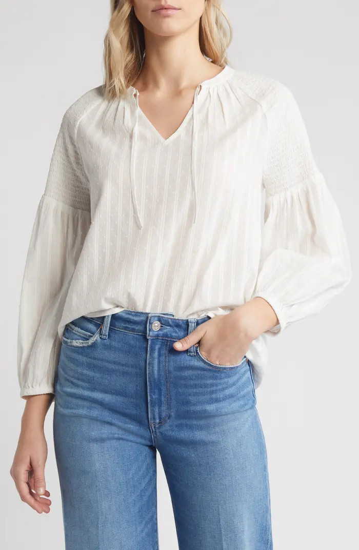 Smocked Swiss Dot Peasant Top | Nordstrom