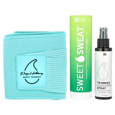 Sports Research, Sweet Sweat®, Paige Hathaway Waist Trimmer Kit, XL/XXL, Blue, 3 Piece Kit | iHerb