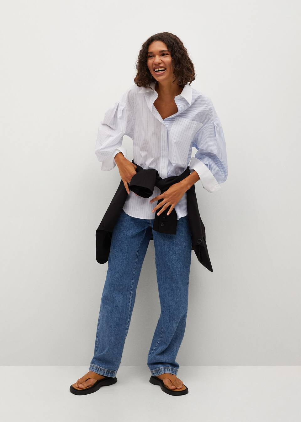 Oversize striped shirt | MANGO (UK)